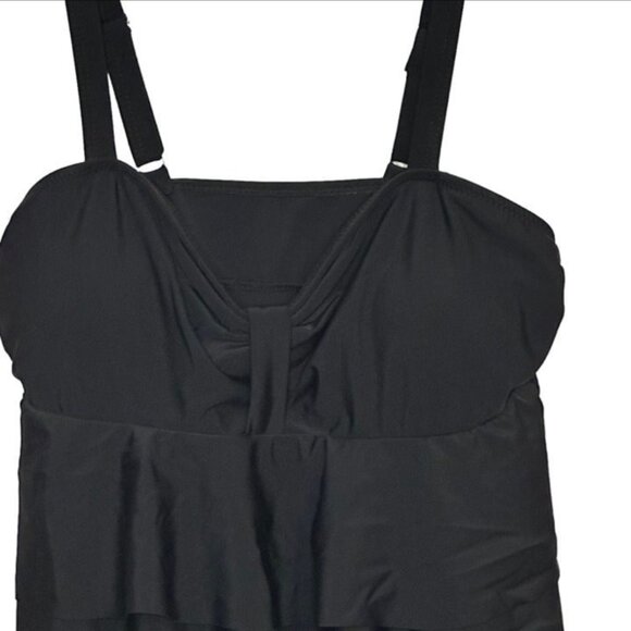 BeachSissi Ruffle Hem Black Adjustable Straps Tankini Bathing Suit Size S NWT - Picture 3 of 12